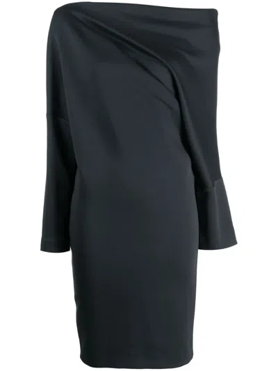Gianluca Capannolo Asymmetrical Boat Neck Dress In Grey