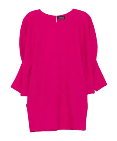 Gianluca Capannolo Bubble Sleeve Round Neck Dress In Pink