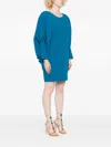 Gianluca Capannolo Bell-sleeve Wool Mini Dress In Blue