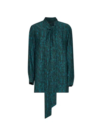 Gianluca Capannolo Check-print Tie-neck Blouse In 그린