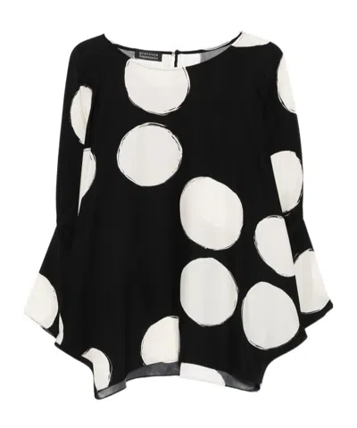 Gianluca Capannolo Bell-sleeve Polka-dot Top In Black