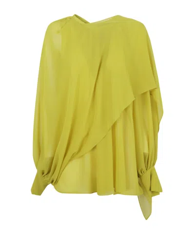 Gianluca Capannolo Draped Sleeve Tops In Blue