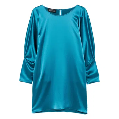 Gianluca Capannolo Crew-neck Puff-sleeve Mini Dress In Blue