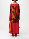 Gianluca Capannolo Iris Multicolor Long Dress With Boat Neckline In Red