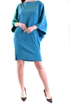 Gianluca Capannolo Crew-neck Puff-sleeve Mini Dress In Teal