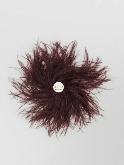 Gianluca Capannolo Feather Hair Pin Statement Fashion Accessory In Brown