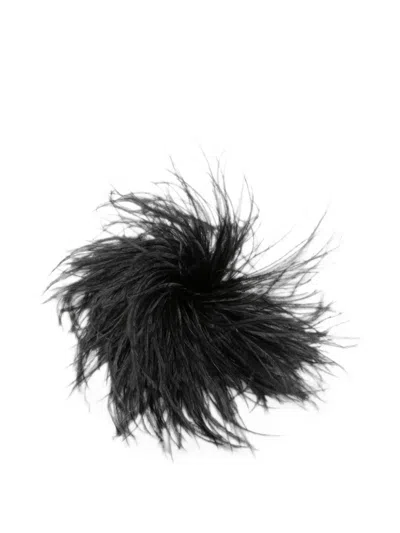 Gianluca Capannolo Feather-embellished Brooch In Black