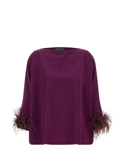 Gianluca Capannolo Laura Blouse Boat Neck Feather Detail In Purple