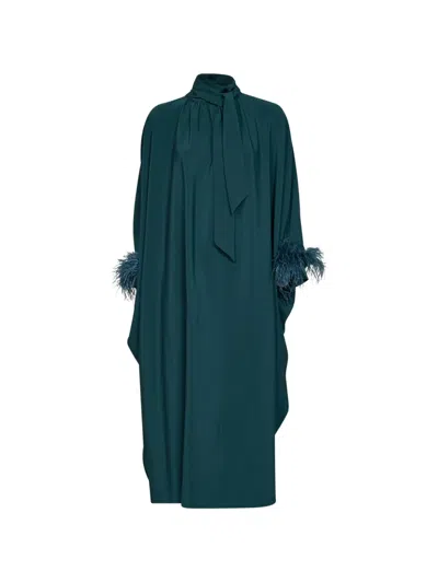 Gianluca Capannolo Feather-trim Bow-tie Dress In Green