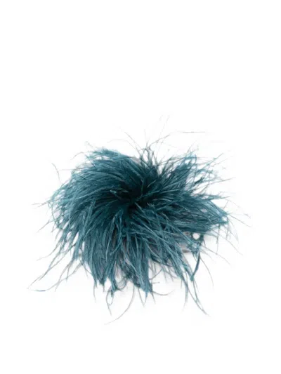 Gianluca Capannolo Feather-trim Brooch In Blue