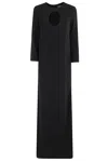 Gianluca Capannolo Floor-length Black Jean Dress With Cut-out Insert And Side Slits In Black