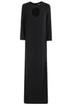 Gianluca Capannolo Floor-length Black Jean Dress With Cut-out Insert And Side Slits