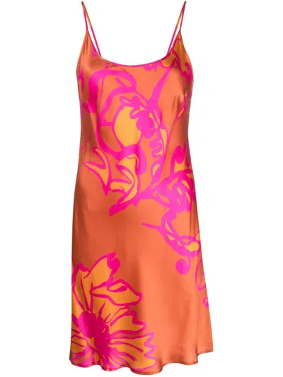 Gianluca Capannolo Floral-print Mini Dress In Orange