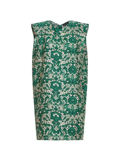 Gianluca Capannolo Floral-lace Silk Mini Dress In Green