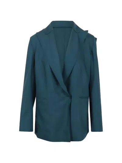 Gianluca Capannolo Frayed-edge Peaked-lapel Blazer In Green