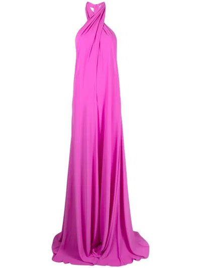 Gianluca Capannolo Halterneck Wide-leg Jumpsuit In Purple