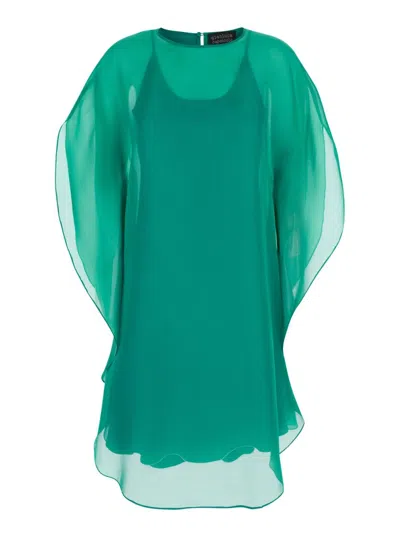 Gianluca Capannolo Iris Green Semi-transparent Sleeveless Dress
