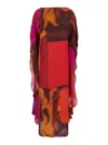 Gianluca Capannolo Iris Multicolor Long Dress With Boat Neckline In Multicolor