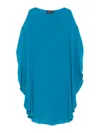 Gianluca Capannolo Bell-sleeve Wool Mini Dress In Blue