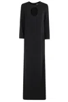 Gianluca Capannolo Floor-length Black Jean Dress With Cut-out Insert And Side Slits In Black