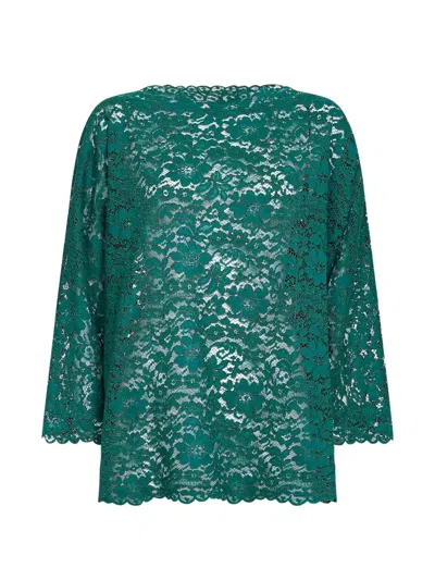 Gianluca Capannolo Laced Floral-motif Blouse In Green