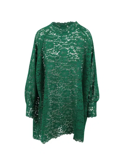 Gianluca Capannolo Lace-embroidered Scalloped-edge Dress In Green
