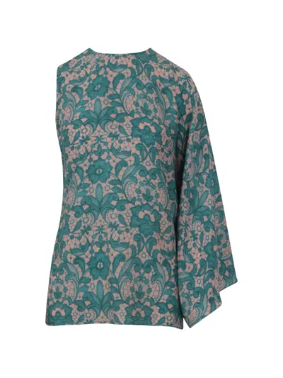 Gianluca Capannolo Lace-print One-shoulder Top In Green