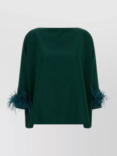 Gianluca Capannolo Laura Blouse Backless Boat Neck Feathers In Green
