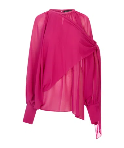 Gianluca Capannolo Draped Knotted-detail Blouse In Pink