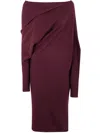 Gianluca Capannolo Asymmetric Draped Wool Dress In Burgundy