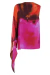Gianluca Capannolo Multicolored Silk Top With Shawl Neckline In Multicolor