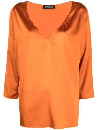 Gianluca Capannolo Nathalie Silk Blouse In Orange