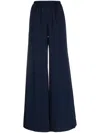 Gianluca Capannolo Satin Wide Leg Trousers In Navy Blue