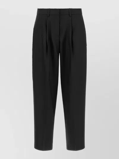 Gianluca Capannolo Nora High Waist Ankle Length Pleated Pants In Black