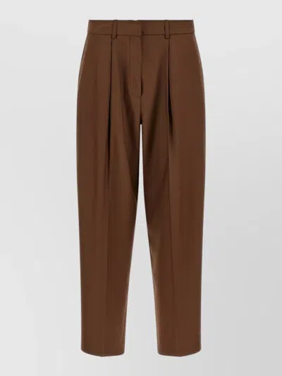 Gianluca Capannolo Nora High Waist Tailored Straight Leg Pants In Brown