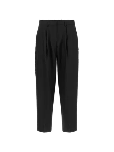 Gianluca Capannolo Nora High Waist Ankle Length Pleated Pants In Black