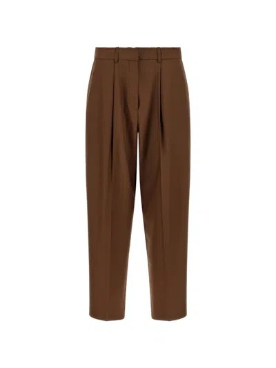 Gianluca Capannolo Nora High Waist Tailored Straight Leg Pants In Brown
