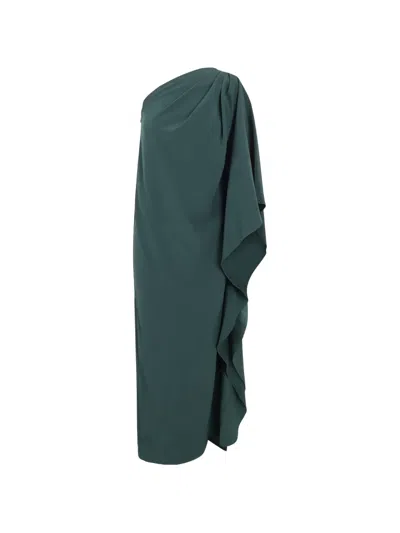 Gianluca Capannolo One-shoulder Draped Midi Dress In Green