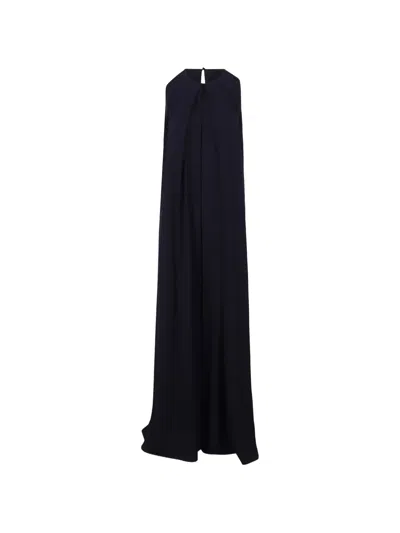 Gianluca Capannolo Pleated Sleeveless Gown In Blue