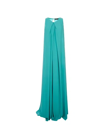 Gianluca Capannolo Pleated Sleeveless Maxi Dress In Blue