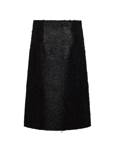Gianluca Capannolo Raw-edge Midi Skirt In Black