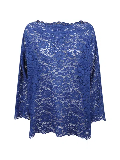 Gianluca Capannolo Scalloped Lace Top In Blue