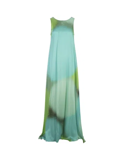 Gianluca Capannolo Shaded Green Long Sleeveless Dress