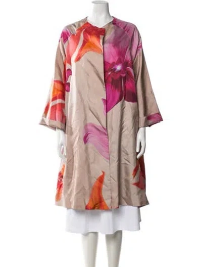 Pre-owned Gianluca Capannolo Silk Floral Print Coat In Purple