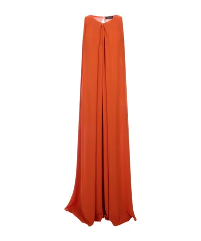 Gianluca Capannolo Pleated Sleeveless Maxi Dress In Orange
