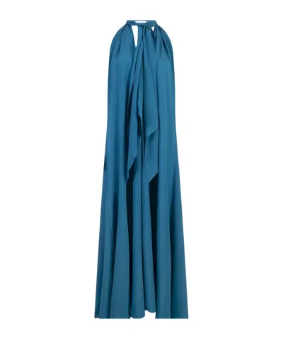 Gianluca Capannolo Tied-neck Draped Dress In Blue