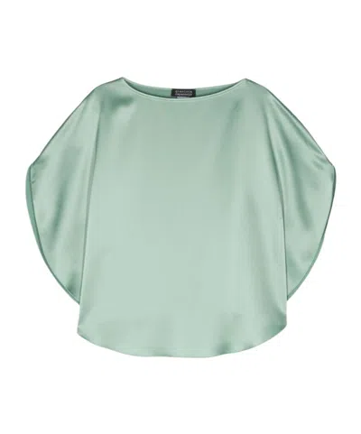 Gianluca Capannolo Tonal Stitching Satin-finish Blouse In Green