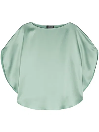Gianluca Capannolo Tonal Stitching Satin-finish Blouse In Green