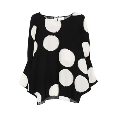 Gianluca Capannolo Bell-sleeve Polka-dot Top In Black