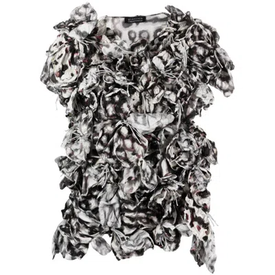Gianluca Capannolo 3d-detail Floral-embroidered Blouse In Grey/white